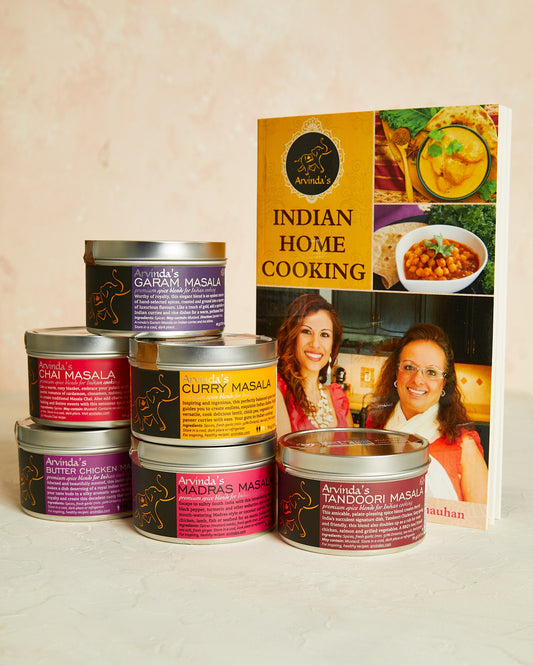 Arvinda's Six Tins & Cookbook Set